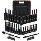 Mayouko 55-teiliges magnetisches Steckschlüssel-Set, Schlagschrauber-Bit-Set, tiefe Steckschlüssel-Adapter, Flügelmutter-Schraubendreher, Bitverlängerung, 15,2 cm Bithalter, Schraubendreher-Bits
