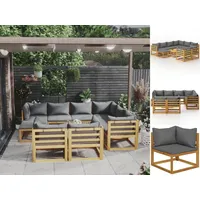 VidaXL 10-tlg. Garten-Lounge-Set mit Auflagen Massivholz Akazie