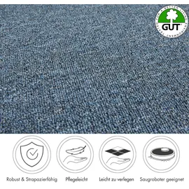 Andiamo Teppichboden ANDIAMO "Bob, Feinschlinge, Gesamthöhe 4,5 mm, Luxusklasse LC1", blau, B:500cm L:700cm, Kunstfaser, Teppiche, meliert, Breite 200, 400 oder 500 cm, strapazierfähig & pflegeleicht