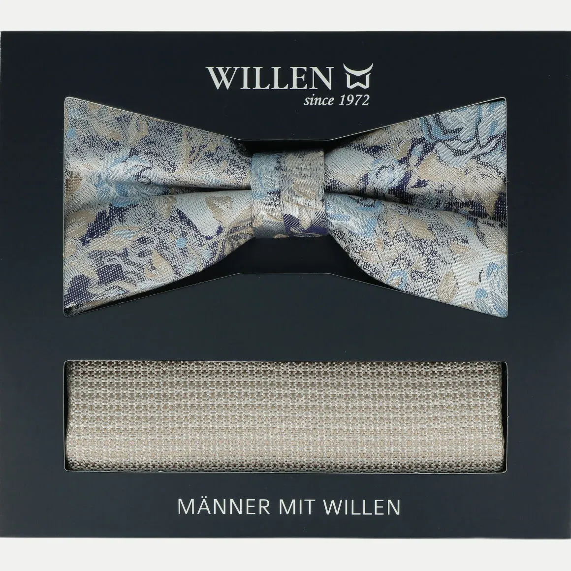Fliege + Einstecktuch Set Beige