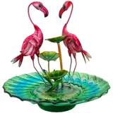 abc HOME Zimmerbrunnen Flamingos, Metall & Glas, 40 cm