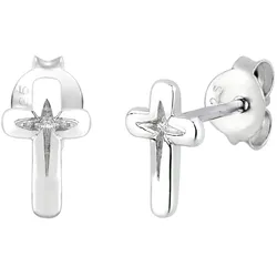 Elli Kreuz Religion Taufe Konfirmation 925 Silber Ohrringe   Damen