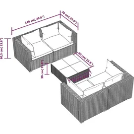 vidaXL Garten-Lounge-Set 5-tlg. braun