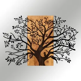 Asir Wanddekoration 85x58 cm Baum Holz/Metall - Braun/Schwarz