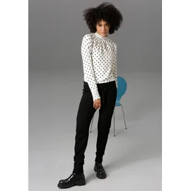 Aniston CASUAL Schlupfbluse Punkt für Punkt ein Hit, Gr. 44, wollweiß-schwarz-gepunktet, , 87865820-44