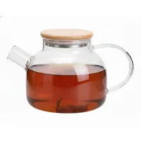 Teekanne aus Borosilikatglas mit Filter Glas mit Bambus Deckel 1 Liter Herdplattensichere Teekanne Glasteekanne für losen Tee, Blütentee heiße und kalte Getränke