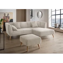 Ecksofa INOSIGN "Colori L-Form", silber, B:264cm H:80cm T:160cm, 100% Polyester, Sofas, Holzfußfarbe wählbar, inkl. 4x Zierkissen