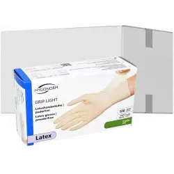 Hygonorm® Latexhandschuhe Grip Light, puderfrei, weiß 26719 , 1 Karton = 10 Packungen à 100 Stück, Größe L