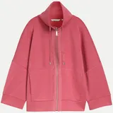 Tom Tailor Damen Boxy Fit Scuba Sweatjacke, rot, Uni, Gr. M