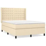 vidaXL Boxspringbett mit Matratze Creme 140x200 cm Stoff