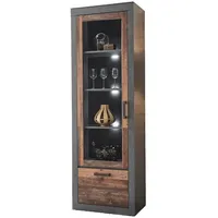Furn.design Vitrine, Grau, Braun, Nachbildung, Uni, Holz Optik, 3