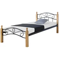 Homestyle4u Metallbett 90x200 Bettgestell Mit Lattenrost Schwarz Natur