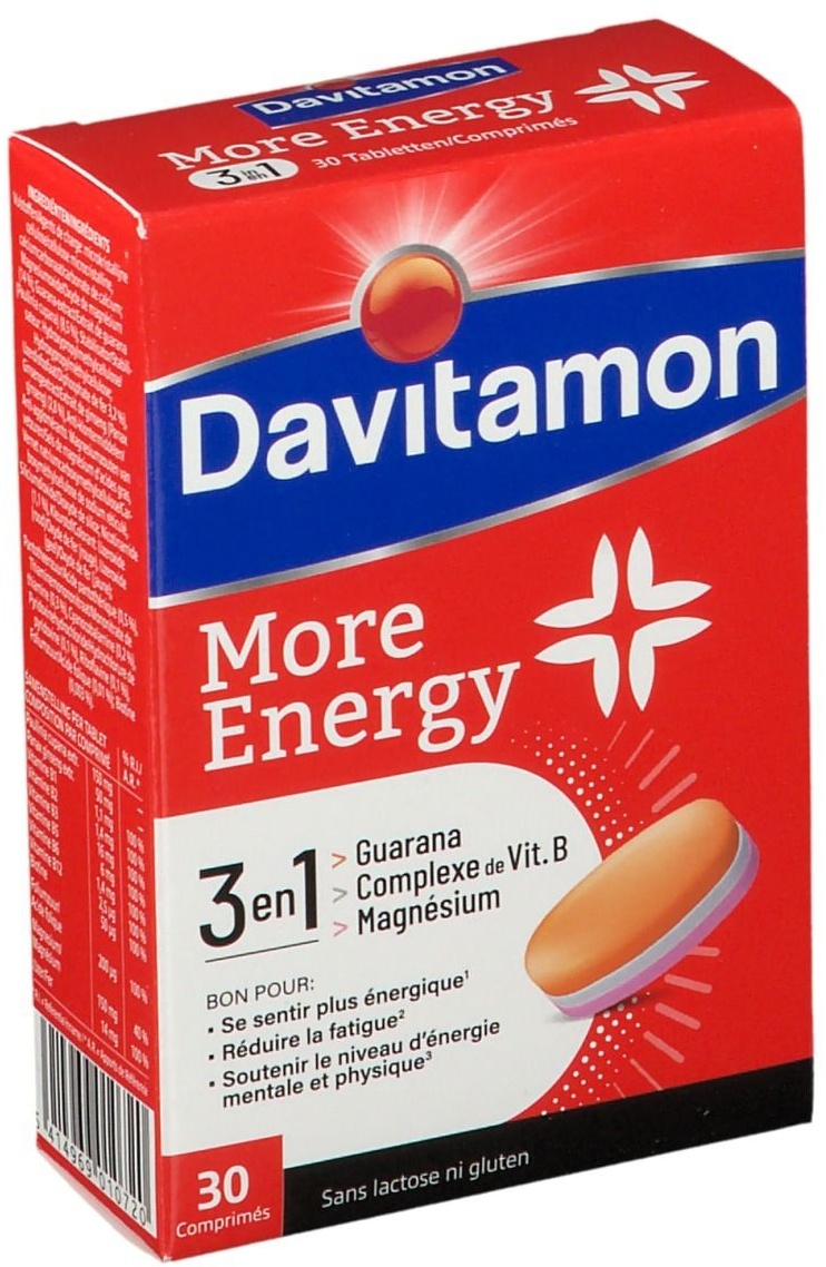 Davitamon More Energy 3-en-1 Énergie, mentale et physique contre Fatigue 30 pc(s) comprimé(s)