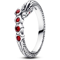 PANDORA X Game of Thrones Drache Funkelnder Ring aus Sterling Silber mit roten künstlichen Kristallen verziert, Größe: 58, 192968C01-58