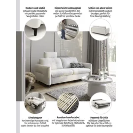 Home Affaire 3-Sitzer HOME AFFAIRE "Clevina, Dauerschlafsofa mit Kaltschaummatratze, Breite 216 cm", silber, B:216cm H:84cm T:102cm, 100% Polyester, Sofas, Sofa & Bett in einem – kinderleicht ausklappbar & freistellbar im Raum