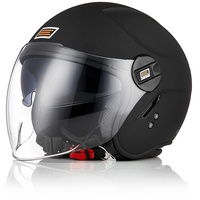 ORIGINE Motorradhelm Jethelm Roller Helm Scooter Helm Chopper Helm Moped Mofa Helm mit Doppelvisier ECE Zertifizierung (SOLID MATT Black,S)