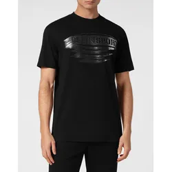 T-Shirt PLEIN SPORT "T-Shirt Rundhalsausschnitt", Herren, Gr. 3XL, 0270, schwarz, silber, Obermaterial: 100% Baumwolle, Shirts