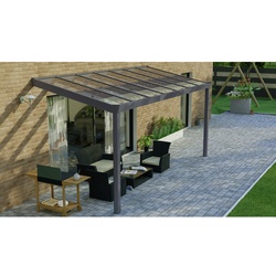 GARDENDREAMS Terrassenüberdachung »Legend«, BxT: 500 x 200 cm, grau / RAL9007, Glasdach