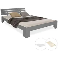 Homestyle4u Holzbett Grau, Holz, Kiefer, 120x200 cm, Schlafzimmer, Betten