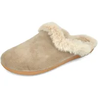 JOMIX Hausschuhe Damen Gefüttert Plüsch Clogs Winter Lammfell Pantoffeln Bequeme rutschfeste Puschen Warme Kunstwildleder Slippers Made in Spanien (MD2417, Beige, 39 EU) - 39 EU