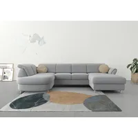 sit&more Wohnlandschaft SIT & MORE "Apulia U-Form", grau (hellgrau), B:304cm H:78cm T:192cm, Webstoff (100% Polyester);Struktur weich (90% Polyester, 10% Polyamid);Luxus-Microfaser Euphoria (100% Polyester), Sofas, Wohnlandschaft, wahlweise Bettfunktion,