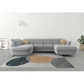 sit&more Wohnlandschaft SIT & MORE "Apulia U-Form", grau (hellgrau), B:304cm H:78cm T:192cm, Webstoff (100% Polyester);Struktur weich (90% Polyester, 10% Polyamid);Luxus-Microfaser Euphoria (100% Polyester), Sofas, Wohnlandschaft, wahlweise Bettfunktion,