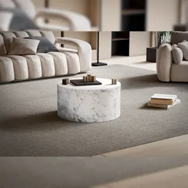 FineBuy Couchtisch MONOBLOC 60x60x30 cm Wohnzimmertisch Rund Lounge Sofatisch Kaffeetisch Modern Weiß