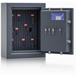 ISS safe4key Schlüsseltresor grau mit 5 + Schlüsselhaken-System Haken Doppelbartschloss