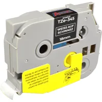 Ampertec P-Touch Band kompatibel zu TZe-345 weiß auf schwarz