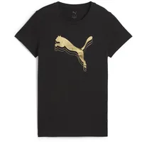 Puma Unisex ESS METALLIC Tee T-Shirts, PUMA Black-Metallic Gold,