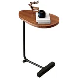 Masbekte Beistelltisch C-Form, mobiler Kaffeetisch, Laptoptisch, Sofatisch (Computer-Beistelltisc), 36 ∗ 30 ∗ 62 cm, Nussbaum-Farbe, für Wohnzimmer