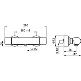 Hansa HANSACARE Dusch-Thermostat Aufputz für 1 Verbraucher Chrom 08707100
