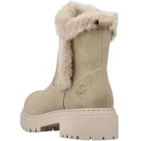 Rieker Damen Winterboot Stiefelette Reißverschluss Warmfutter Ziernaht kuscheliges Schaftende 72682, Größe:39 EU, Farbe:Beige - Beige