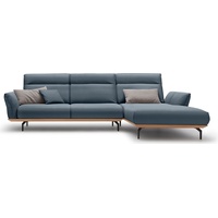 hülsta sofa Ecksofa hs.460, Sockel in Eiche, Winkelfüße in Umbragrau, Breite 318 cm blau|grau