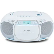 Medion E66476 Stereo Sound System (Boombox, CD-Player, MP3, Kassette, tragbarer Kassettenspieler für Kinder, UKW Radio, AUX, Kopfhörer, Netz & Batterie) blau,