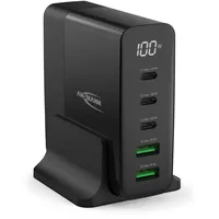 Ansmann Desktop Charger USB Ladegerät mit Display DC5140PD 140W Schnellladefähig, Smart-Ladung - Schwarz