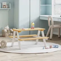 VidaXL Kindertisch mit Bänken IRUN Weiß 90x79,5x50 cm Massivholz