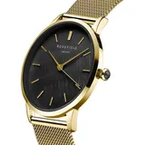 ROSEFIELD Quarzuhr ROSEFIELD Damenuhr Pearl Edit Mesh Schwarz Gold Perlmutt RBGMG-R07 goldfarben