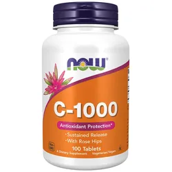 Now Foods Vitamin C mit verzögerter Freisetzung 1000 mg Tablette mit Hagebutten (100 Tabletten)