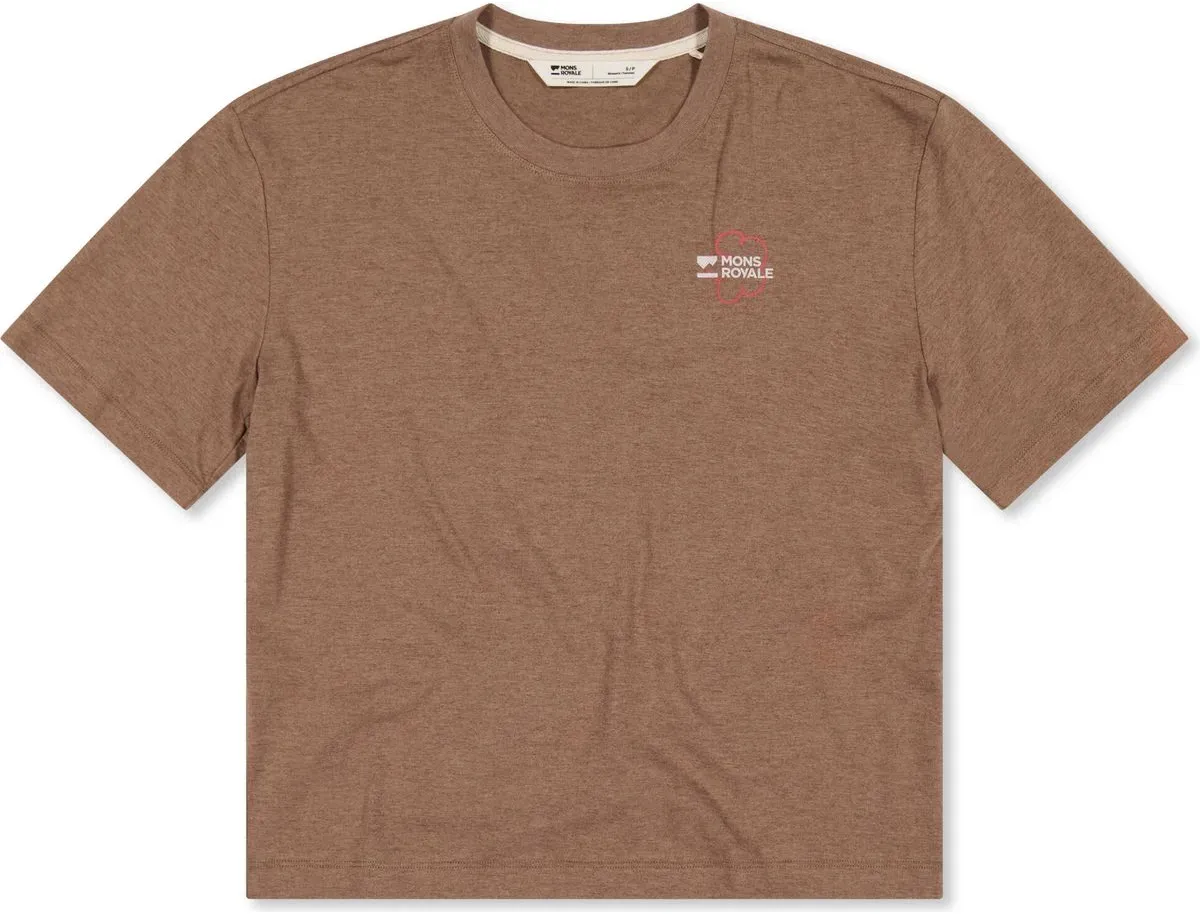 Mons Royale Womens Yonder Merino Organic Cotton Tee-shirt mocha (103) L