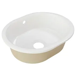 WELLTIME Küchenspüle "Föhr" Küchenspülen Ovale Küchenspüle, Einbauspüle in Weiß, Spülbecken aus Keramik Gr. mittig, weiß Küchenspülen