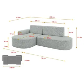 altdecor Eckcouch Samt mit Schlaffunktion und Bettkasten 2-Sitzer Grün