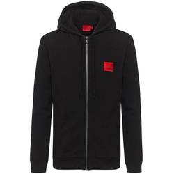HUGO Herren Sweatjacke - Daple212 - Zipper, Hoodie, Baumwoll-Terry Schwarz XS