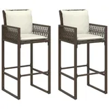 vidaXL Garten-Barhocker mit Kissen 2 St. 0 x 0 x 0 cm braun