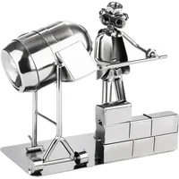 Brubaker Schraubenmännchen Bauarbeiter mit Betonmischer - Metallmännchen Eisenfigur - Handarbeit Metallfigur Hausbau Geschenk für Handwerker, Maurer und Hausbauer