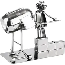 Brubaker Schraubenmännchen Bauarbeiter mit Betonmischer - Metallmännchen Eisenfigur - Handarbeit Metallfigur Hausbau Geschenk für Handwerker, Maurer und Hausbauer