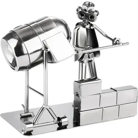 Brubaker Schraubenmännchen Bauarbeiter mit Betonmischer - Metallmännchen Eisenfigur - Handarbeit Metallfigur Hausbau Geschenk für Handwerker, Maurer und Hausbauer
