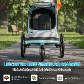 aiyaplay 2 in 1 Fahrradanhänger & Buggy Faltbar Hellblau