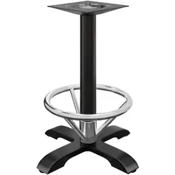 Bistro Stehtischgestell | + Fuß Ring | 4 Fuß | Ø 50 cm | Säule: 7,6 x 105 cm | Schwarz | Stehtischgestell Outdoor, Tischgestell Aluminium, Bartischgestell Outdoor
