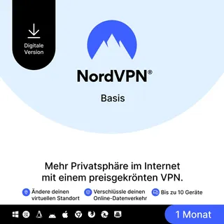 NordVPN Basis, 10 Geräte, 1 Monat, Premium-VPN-Software, Digitaler Code